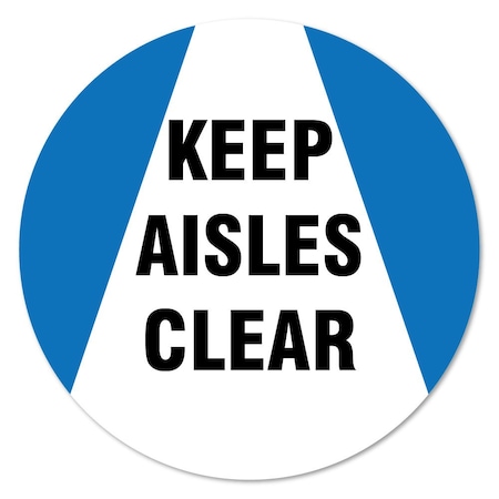 Keep Aisle Clear Non-Slip Floor Graphic, 7in Vinyl Decal, 3PK
